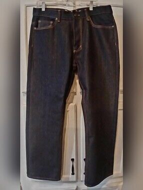 Recycled Blues Men's Straight Leg Dark Wash Jeans Size 34/30